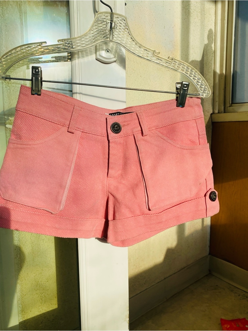 Y2K Pink Cuffed Mini Shorts Small Low Rise Pocket Detail Hot Shorts
